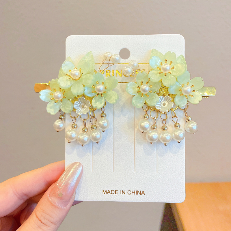 China estilo antiguo tocado de niños super hadas flores perlas clips frillones vestidos antiguos accesorios clips para el pelo