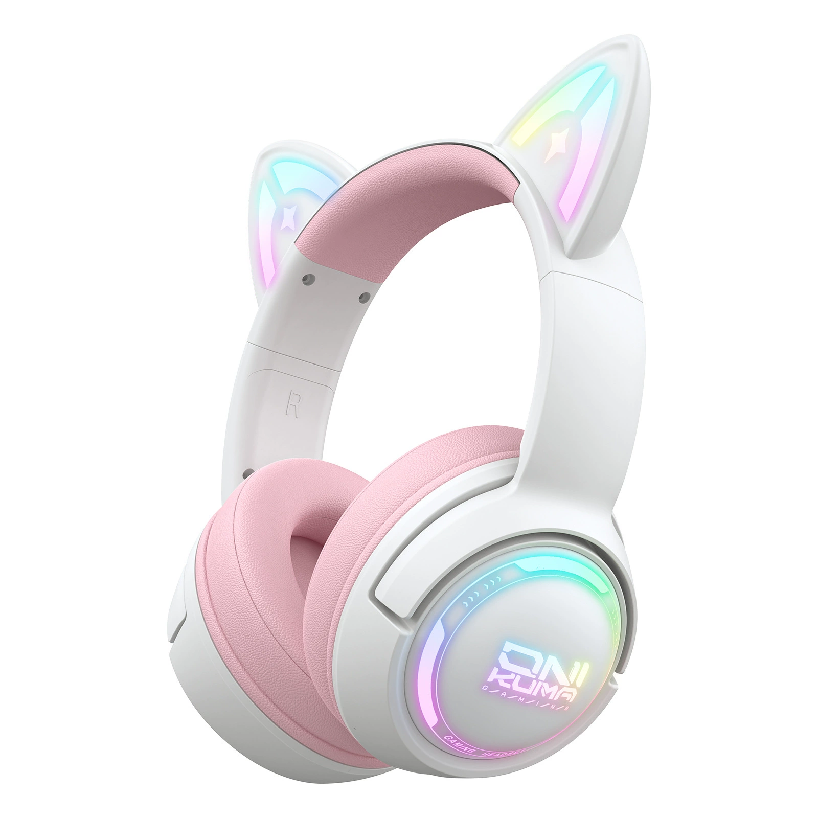 ONIKUMA B5 Wireless Gaming Headset with Noise Cancellation, 2.4G, RGB Lights, Esports Cat-Ear Design