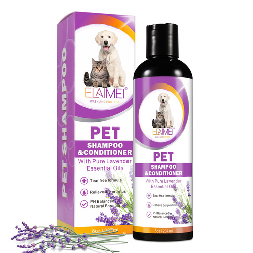 ELAIMEI Pet Shampoo, Dog Shower Gel, Long-lasting Fragrance, Mite Removing and Decontamination Cat Shampoo, Special for Pets