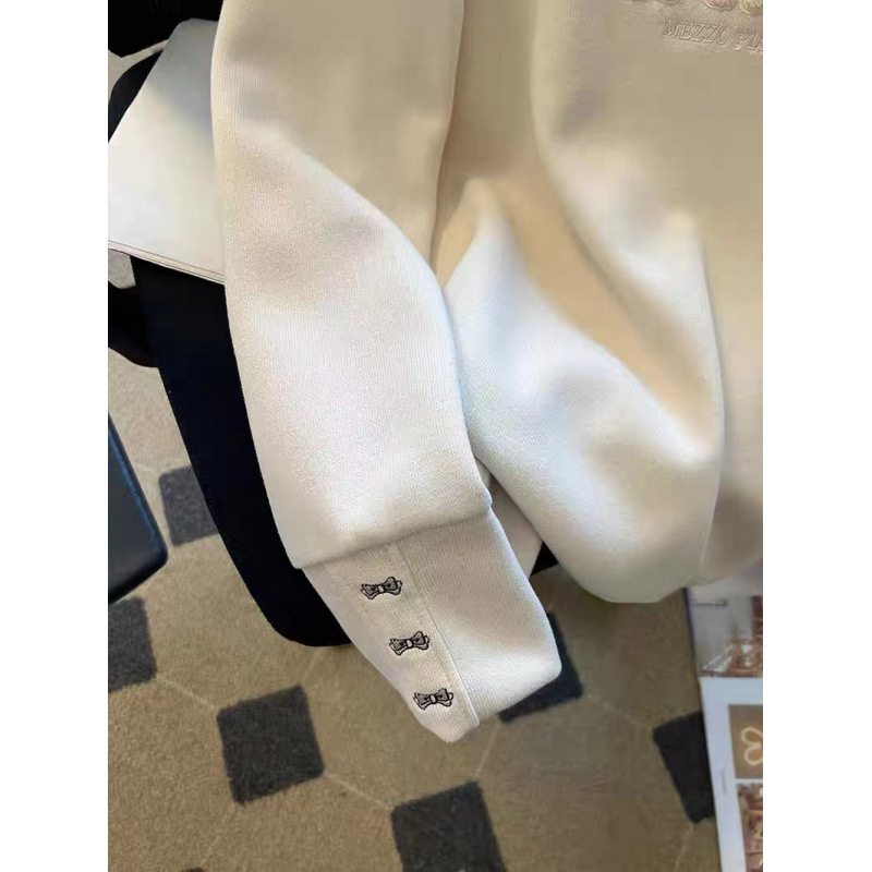 자수 베어 크루 넥 스웨트 셔츠 여성용 무식한 가을과 겨울 느슨한 슬림 재킷