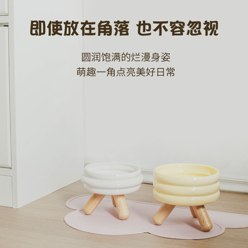 gulu bowl pet food bowl water bowl cat bowl ceramic color cat and dog feeding bowl cat food bowl split high-foot neck protector