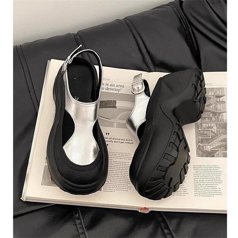 Thick-Soled Sandals for Women, Summer Hollow-Out Breathable 2026 New Model, Outdoor Wear, Height Increase of 8cm, Make Feet Appear Smaller, Suitable for Pairing with Skirts, Women's Shoes
