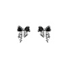 Silver needle, design earrings with bow, silver 925 sample, trend of season