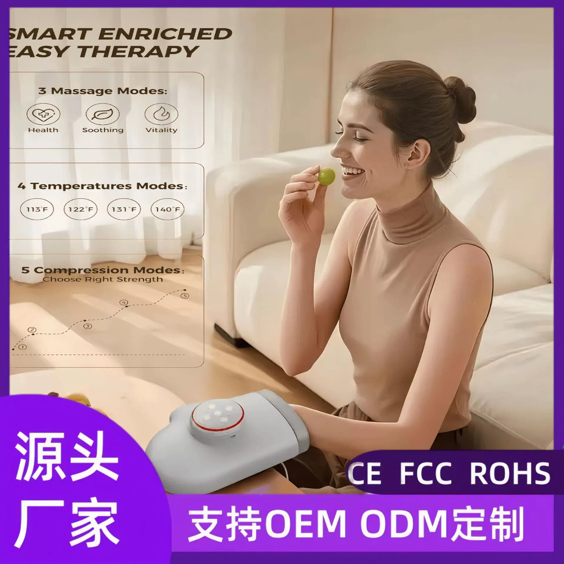 Новый трансграничный массажер для рук с тепловой терапией для пальцев, полностью автоматический электрический массажер для суставов с функцией разминания и прессования.