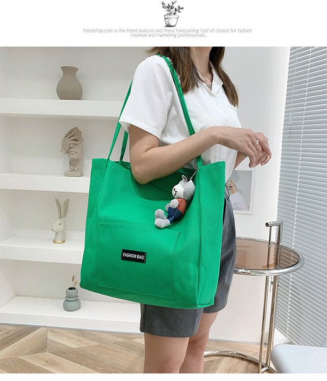 Candy-colored canvas bag, 2021 new ins bag, large-capacity tote bag, simple Korean-style single-shoulder artistic handbag undefined