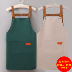 防水キャンバスエプロン カスタムロゴプリント ケータリング専用 コーヒーレストラン キッチン 家庭用 仕事用 男性用