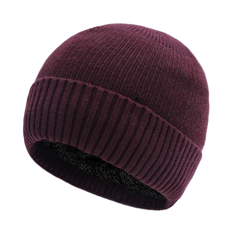 Otoño e invierno Nuevo sombrero de punto a rayas sombrero de lana cálido para hombres y mujeres forrado de lana engrosado sombrero de protección auditiva