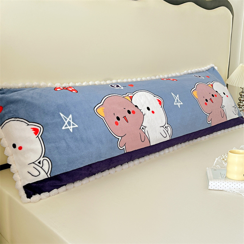 2026 New Model A Milk Velvet Pillowcase with Pom-Pom Lace, Double Long Pillowcase with Extended Pillow Core Cover 2026 New Model A Milk Velvet Pillowcase with Pom-Pom Lace, Double Long Pillowcase with Extended Pillow Core Cover