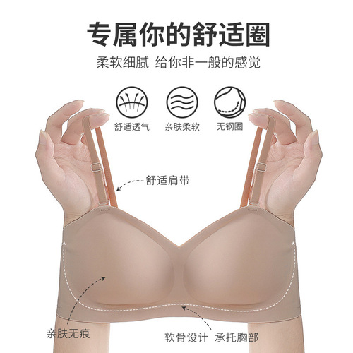 Expanded breast type strapless underwear for women, non-slip, small breasts, push up, make the breasts look bigger, no steel ring, tube top, Korean bra set