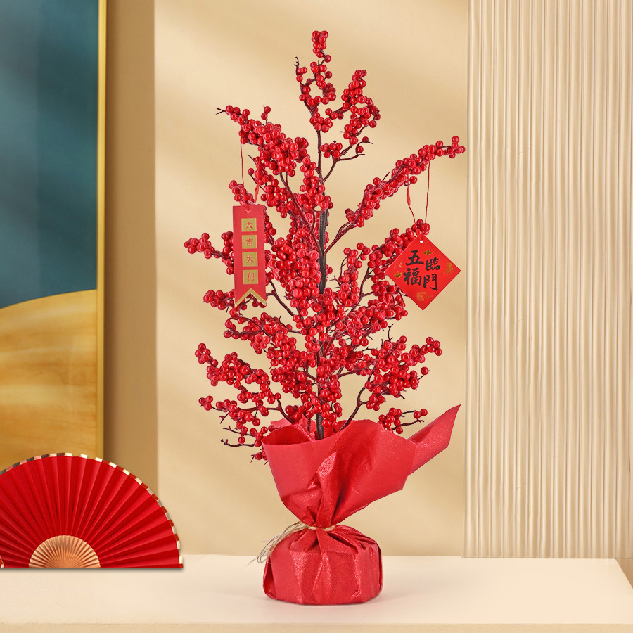 Festival de Primavera de Víspera de Año Nuevo flor artificial fortuna árbol olla Año Nuevo hogar sala de estar decoraciones festivas accesorios de tiro de la boda