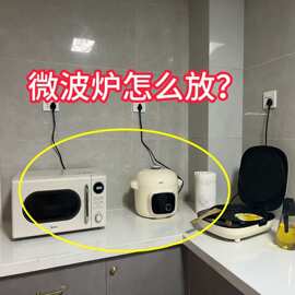 厨房中古风置物架抽屉收纳双层家用烤箱架子微波炉支架厨房置物架