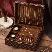 新款跨境多层珠宝首饰盒收纳盒高级感耳钉项链戒指手表饰品盒批发