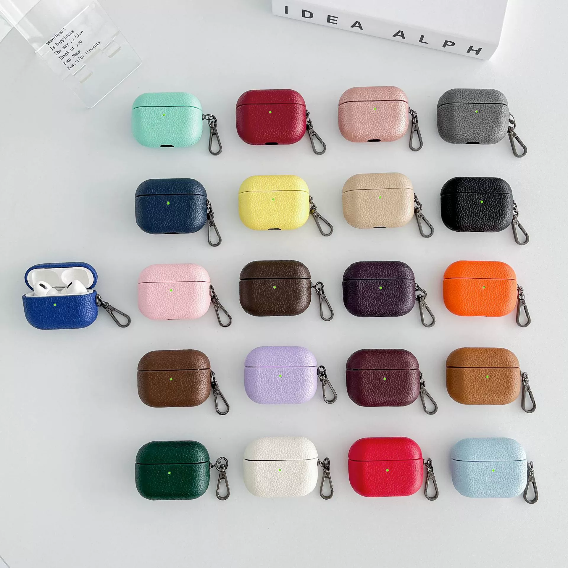 Cross-border hair lychee pattern earphone case for Apple wireless Bluetooth headset warehouse solid color earphone protective case Wholesale Cross-border hair lychee pattern earphone case for Apple wireless Bluetooth headset warehouse solid color earphone protective case Wholesale