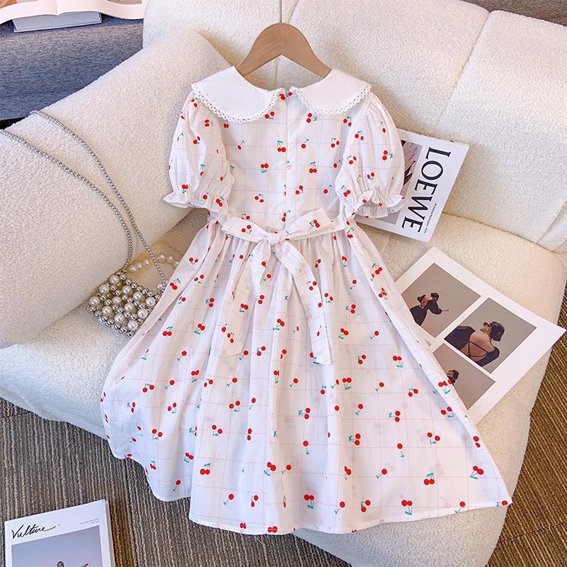 Girls Dress Summer Dress 2025 New Style Thin Doll Collar Princess Dress Little Girl Floral Dress Summer