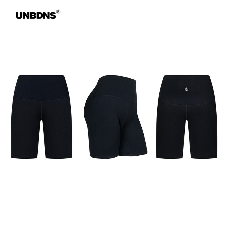 Unbdns American Retro Black Sports Yoga Pants Women's 2025 Summer New Outer Wear Low-Waist Fitness Shorts