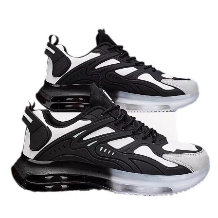 Zapatos de hombre transfronterizos, deportes de primavera, ocio, correr, amortiguación, colchón de aire, aumento, zapatos de moda de papá samurai negro de todo fósforo juvenil image 5