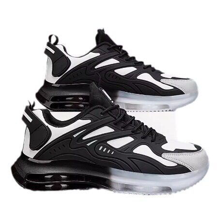 Cross-Border Men's Shoes Spring Sports and Leisure Running Shock-Absorbing Air Cushion Heightening Youth Versatile Black Warrior Dad Trendy Shoes
