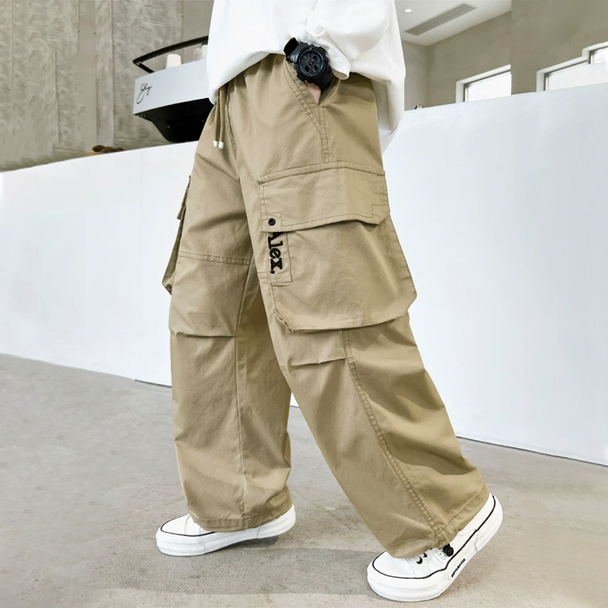 2026 New Style Stylish Boys' Autumn Pants, Cargo Pants, Children's Clothing, Spring and Autumn Trendy Korean Style Wide-Leg Pants