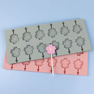 Homemade cheese stick chocolate candy cake decoration strip 12-piece cherry blossom flower lollipop silicone mold