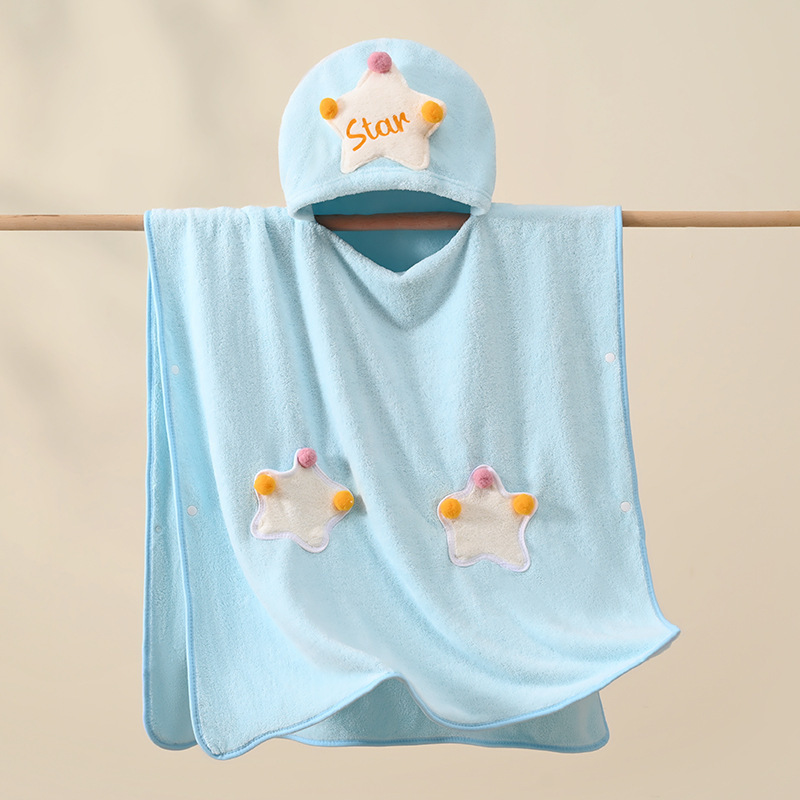 Wholesale small and medium-sized children's hooded cape cape home daily baby coral fleece bathrobe cute cartoon children's bath towel