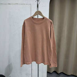 跨境慵懒松弛感条纹T恤女Women's Striped Long Sleeve Top现货