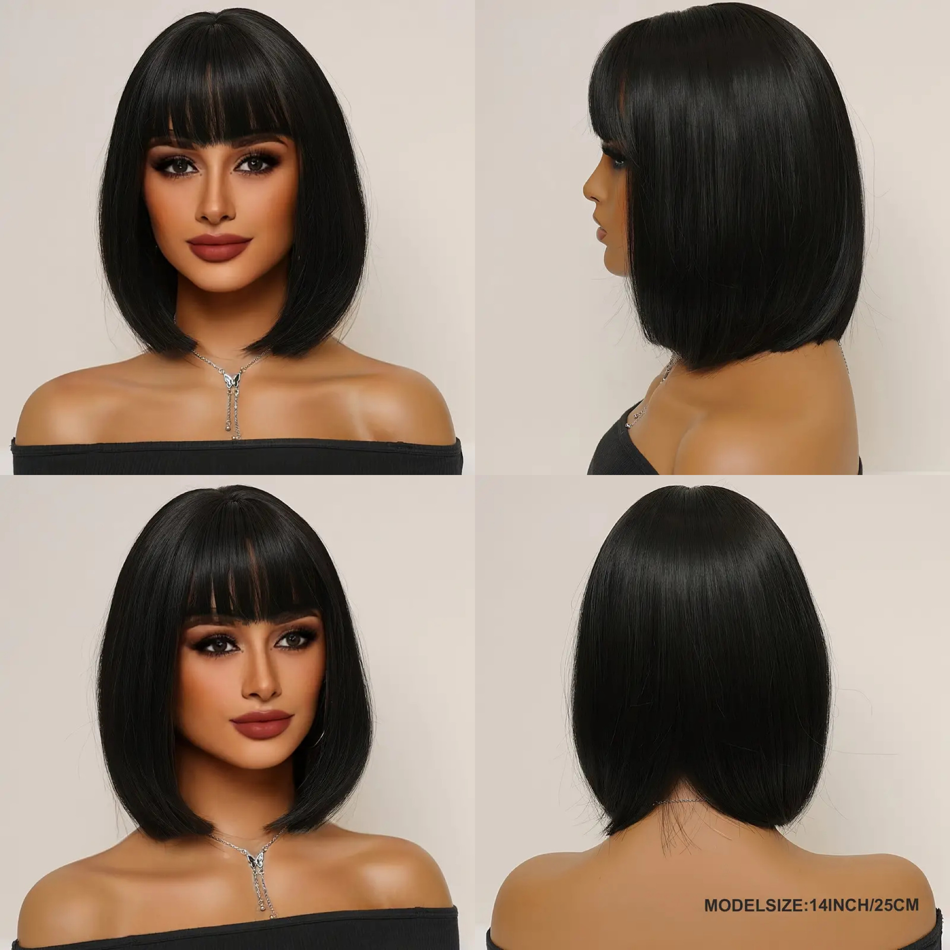 Amazon nuevos productos Europeos y estadounidenses pelucas de cabello corto y recto para mujeres negras bobbing cubierta de cabello corto y recto cubierta de cabello image 6