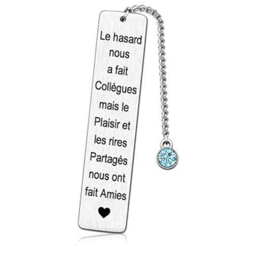 毕业礼物书签励志激光刻字羽毛彩虹吊坠书签刻字不锈钢生日石书签