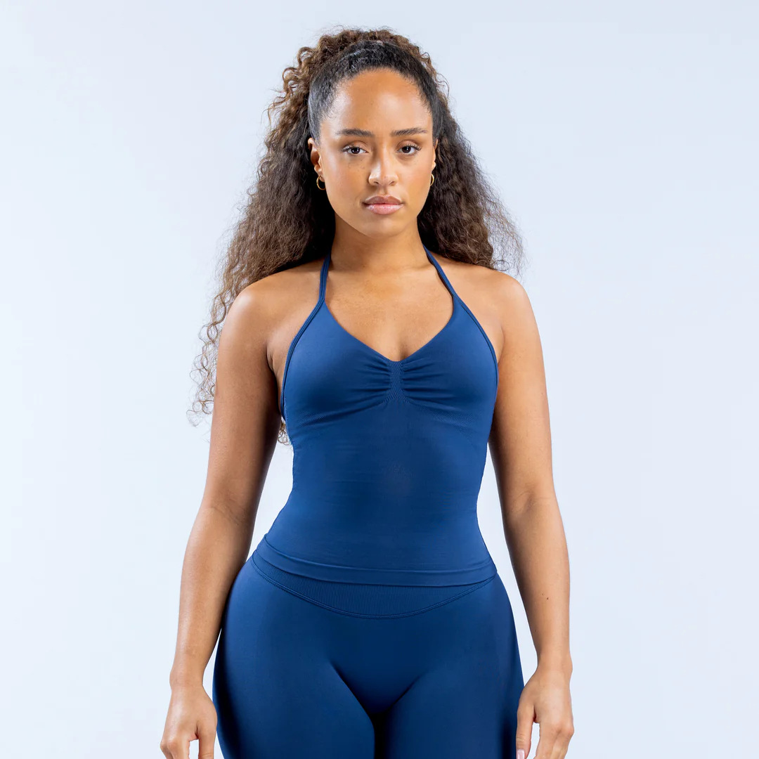 DFYNE Women's Halter Neck Sports Bra Padded Shockproof Yoga Top Backless Strap High Elastic Support Summer Fitness Vest_desvips.com