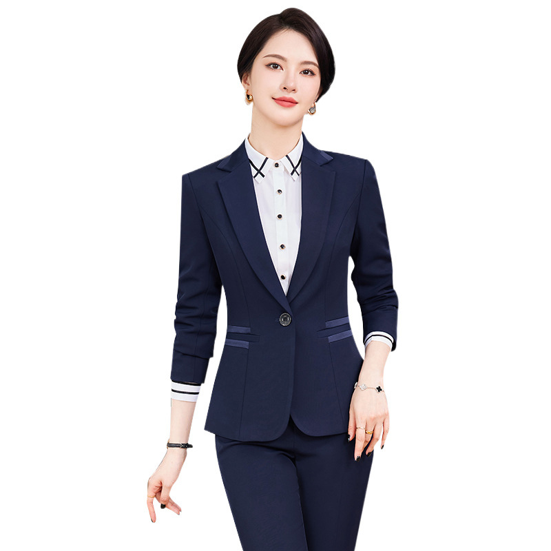 세트 재킷 여성 2024 가을 새 스타일 작은 기질 원피스 세트 전문 세트 호텔 프론트 데스크 작업복