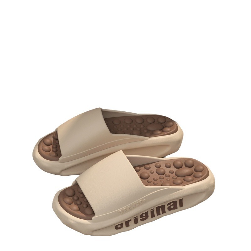 Zapatillas frías de verano para hombres al aire libre masaje de soleas de pies gruesas pisar la sensación de excremento resistente al desgaste traposas de playa