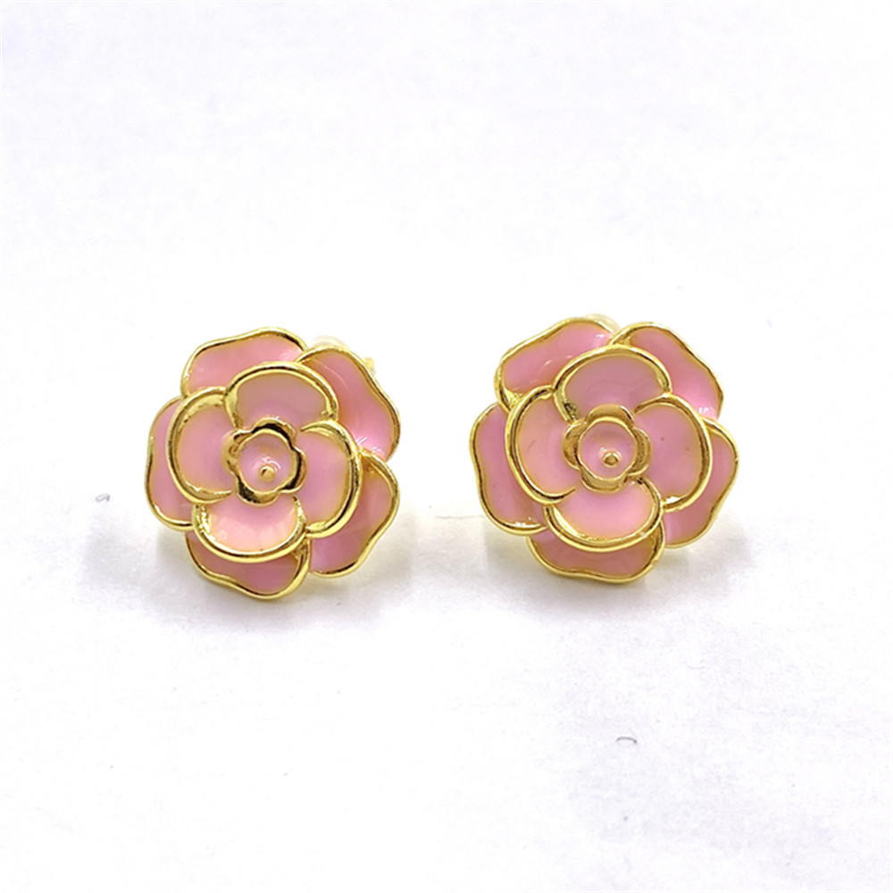1 Pair Quantity 1 Pair Simple Style Flower Enamel Plating Copper Ear Studs