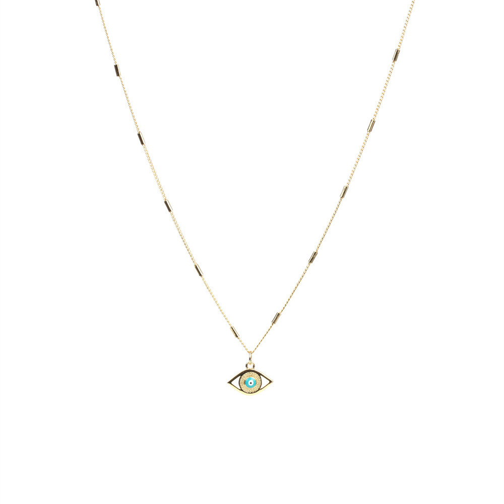fashion color devilu0027s eye oil drop copper gold-plated Cuban chain pendant necklace