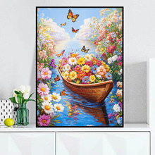 花船十字绣满载而归线绣客厅卧室餐厅挂画现代简约手工自己绣代发