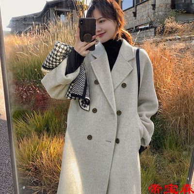 Woolen coat 2022 winter new pattern thickening Mid length version Korean Woollen cloth overcoat student