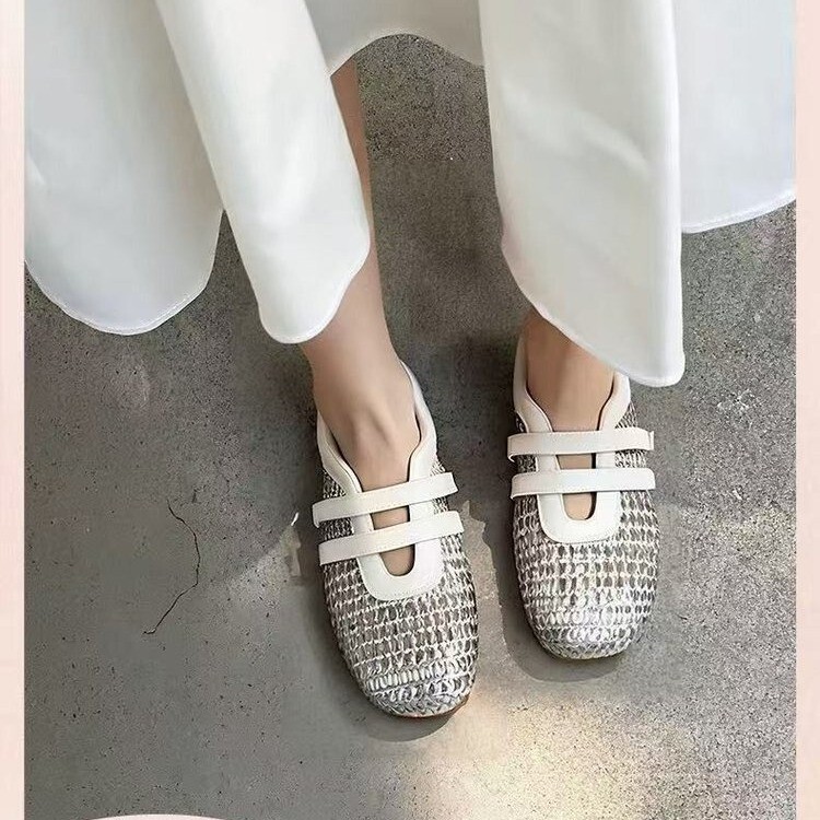 French-Style Woven Hollow Breathable Mary Jane Sneakers for Women, 2026 New Summer Versatile Shoes to Pair with Skirts, Fisherman Flats