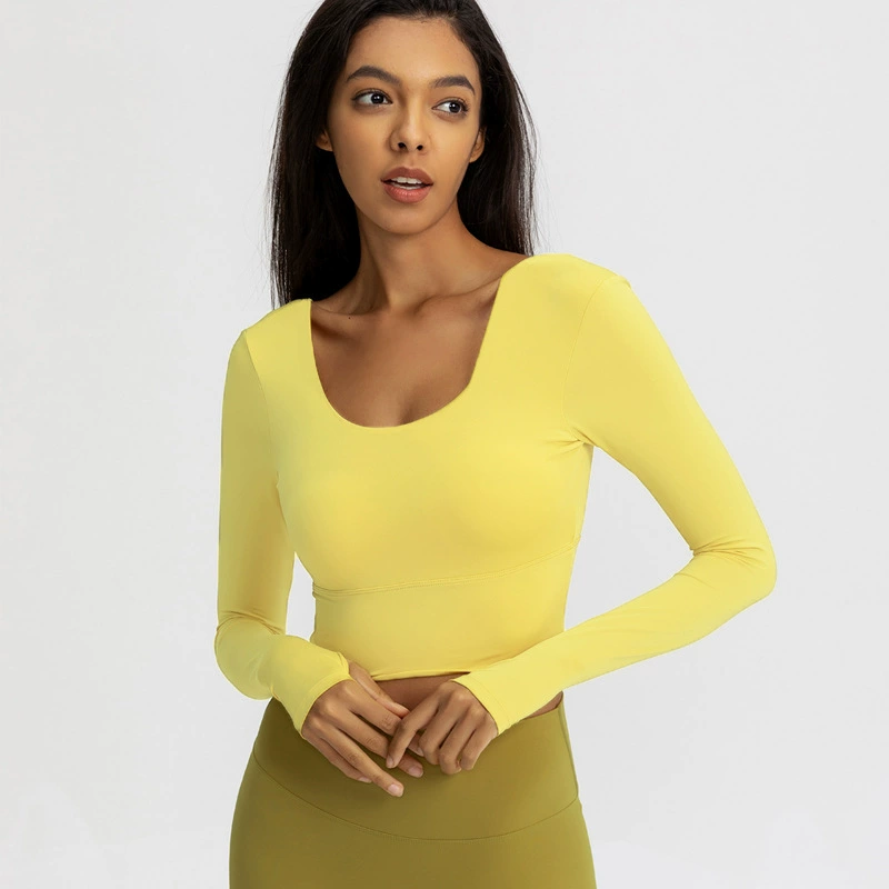 2023 летний тренажерный зал Спортивный Быстросохнущий топ с длинными рукавами Йога Фитнес Бег Облегающая футболка для похудения с длинными рукавами