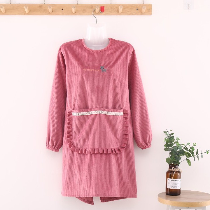 Abrigas largas y delantal de terciopelo grueso para cocina delantal de cocina delantal de manga larga delantal delantal especial a prueba de aceite