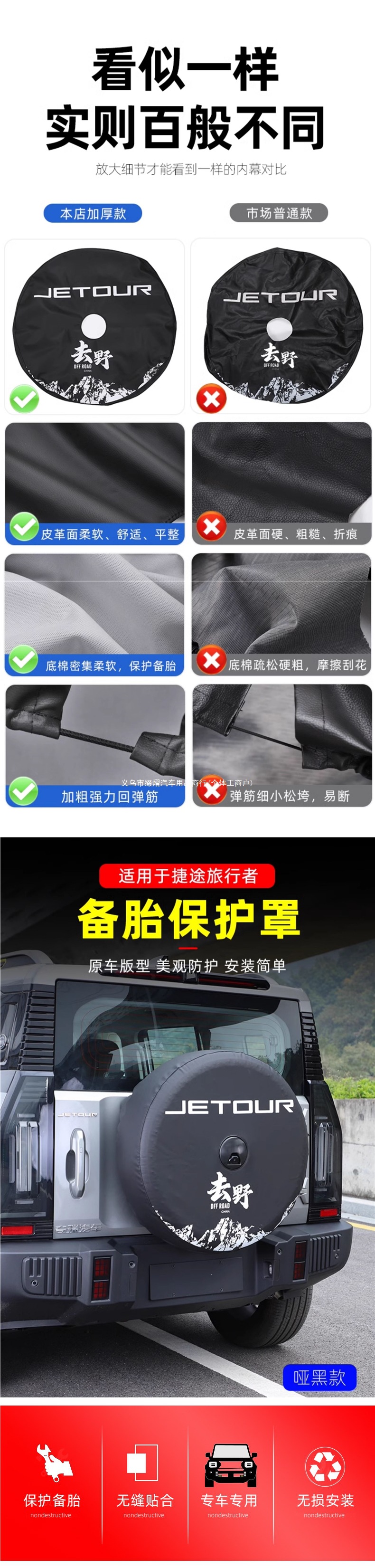 Suitable for Jetour Traveler full-size spare tire cover modification, thickened imitation leather rear cover shell, 8AT modification accessory