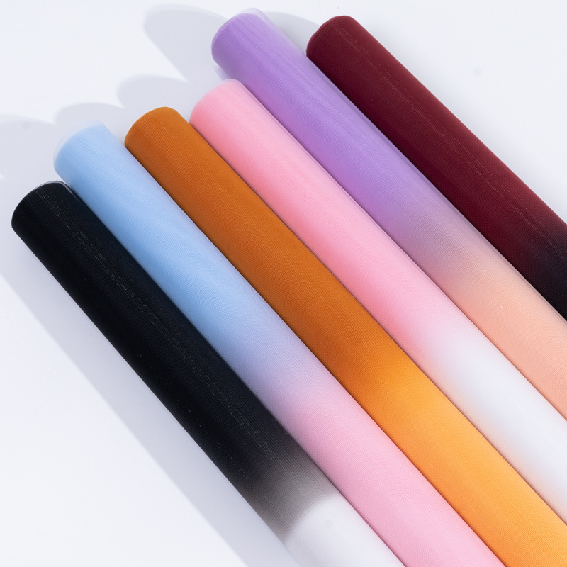 鲜花包装纱 新款渐变变色网纱 花束包花纱彩色纱花艺花店材料批发