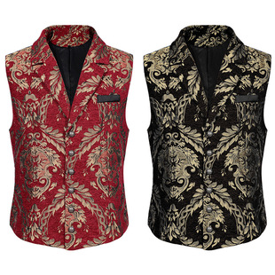 New cross-border foreign trade wish European size jacquard fashion single-breasted suit vest men's sleeveless vest