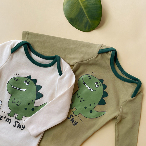 2024 spring Korean style baby jumpsuit ins style dinosaur shape printed harem baby bag fart suit