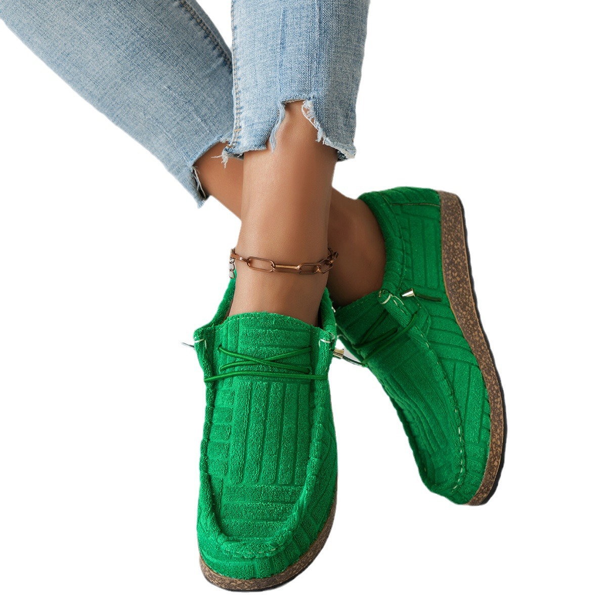 2024 plus size women's flat bottom elastic sleeve, foot pedal, lazy shoes, casual single shoes_voghion.com