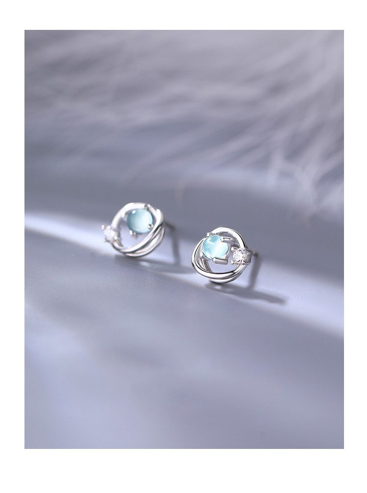 1 Pair Elegant Planet Copper Inlay Glass Zircon Ear Studs display picture 1