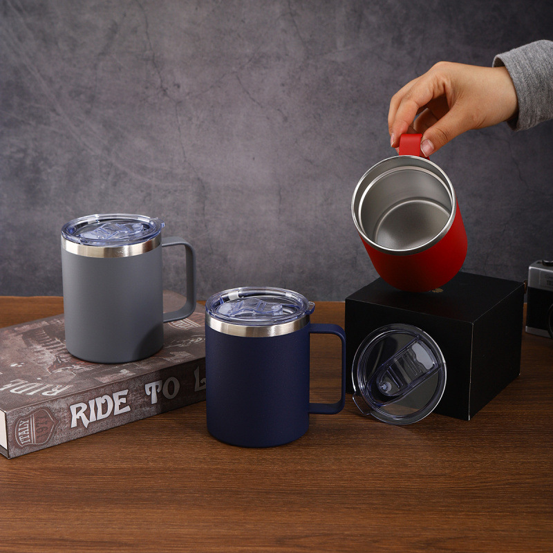 Hochwertiger 350-ml-Vakuumbecher mit Deckel, doppelwandiger Isolierbecher aus Edelstahl 304, tragbarer Kaffeebecher mit Griff_voghion.com