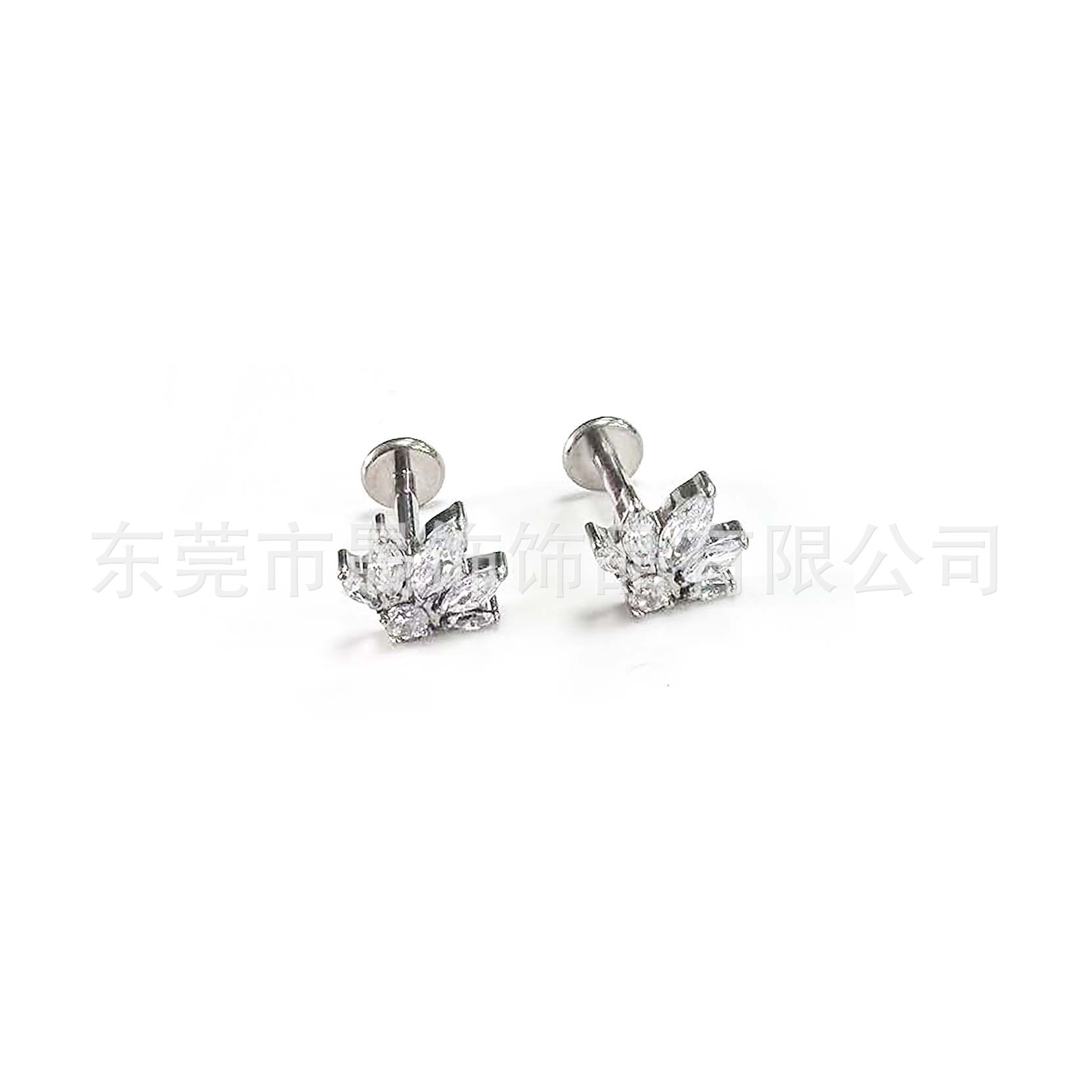 F136 Titanium Alloy 五马眼圆 Zirconia Ear Stud Studded 5A Cubic Zirconia Helix Cartilage Stud G23 Titanium Internal Thread Piercing Jewelry