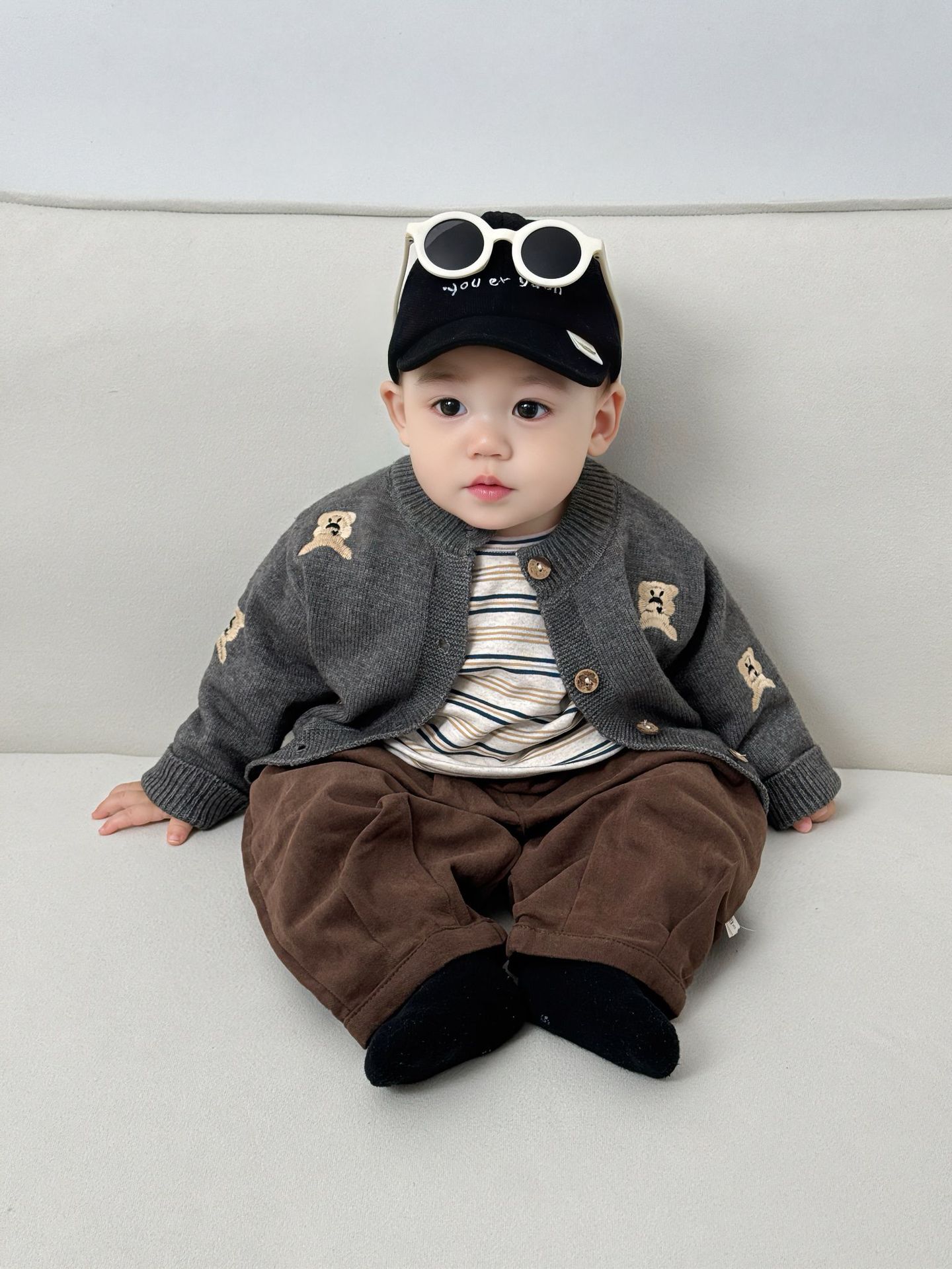 Knitted sweater for men and women, children's spring cartoon cardigan, Korean style, with little bears 4