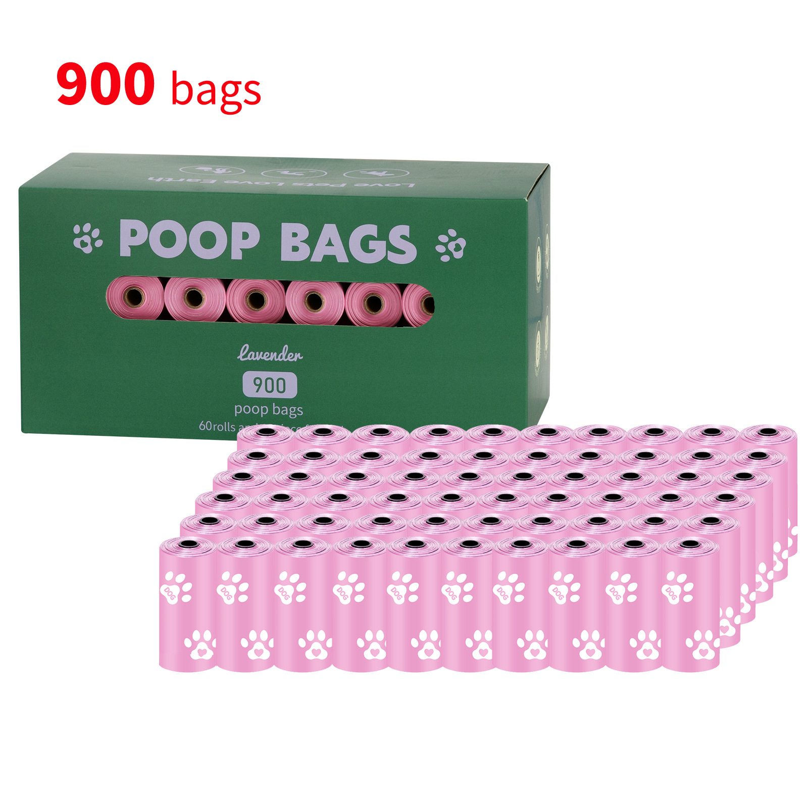 Nuevo medio ambiente biodegradable bolsa de basura de mascotas bolsa de basura distribuidor de bolsa de heces OPP caja de cabeza de fijación empaquetada bolsa de heces