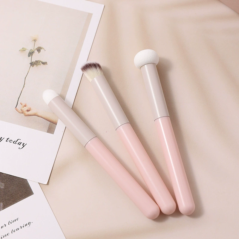 Foundation Sponge Concealer Brush Set, 3 Pieces, Soft Pink Makeup Applicators