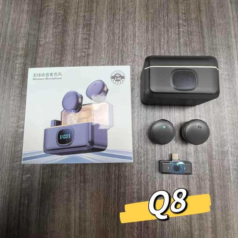 Q8 ラベリアマイク ワイヤレスマイク ライブ配信用ノイズキャンセリングマイク 磁気吸着式 1対2ワイヤレスマイク|undefined