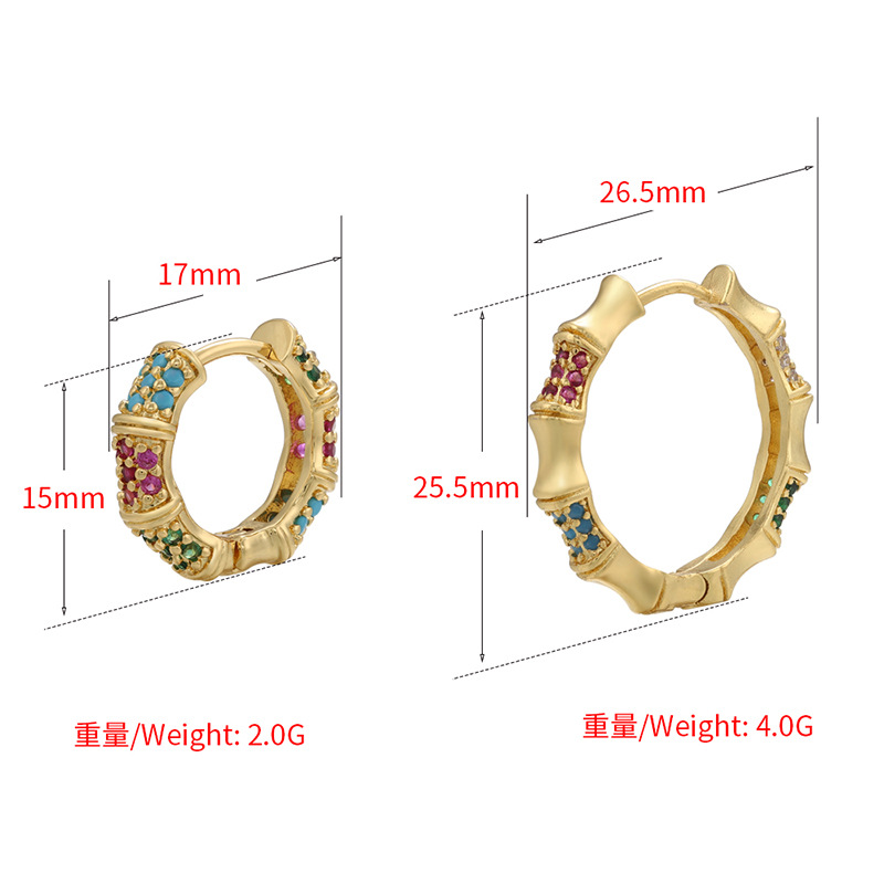 Retro Micro-inlaid Zircon Bamboo Section Geometric Ear Buckle Wholesale Nihaojewelry display picture 10